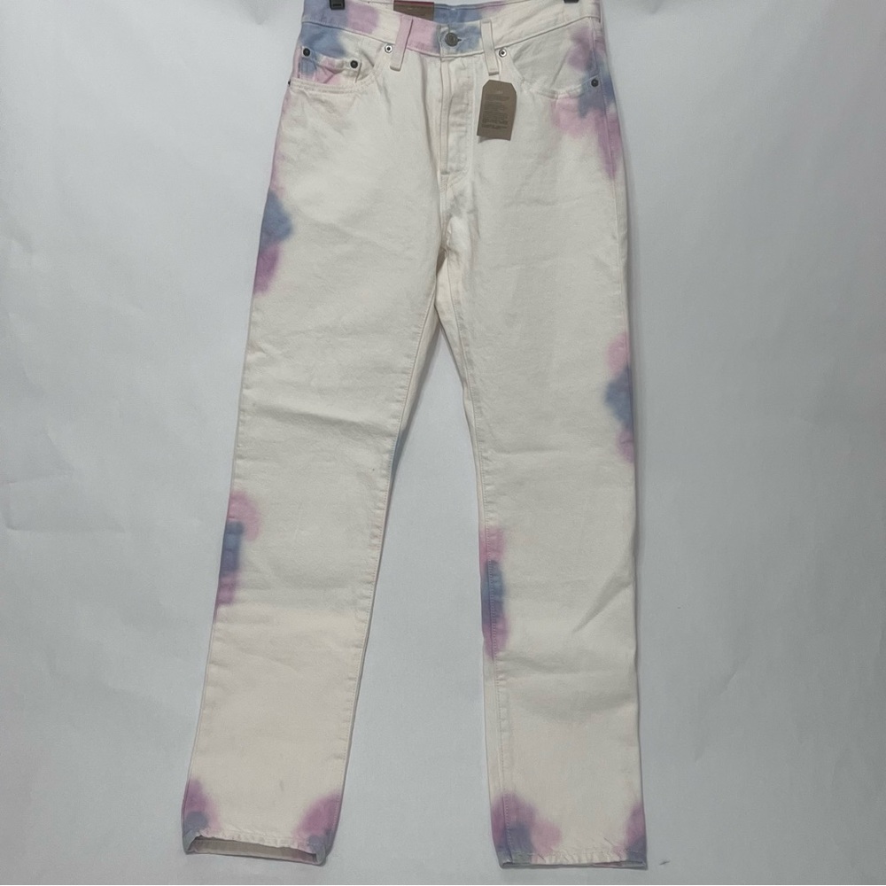 Levis 501 Original High Rise Straight Leg‎ Denim Jeans Tie Dye